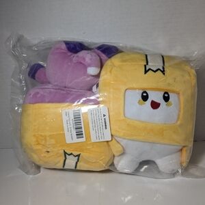 Yellow and Purple Stuffed Animals Set